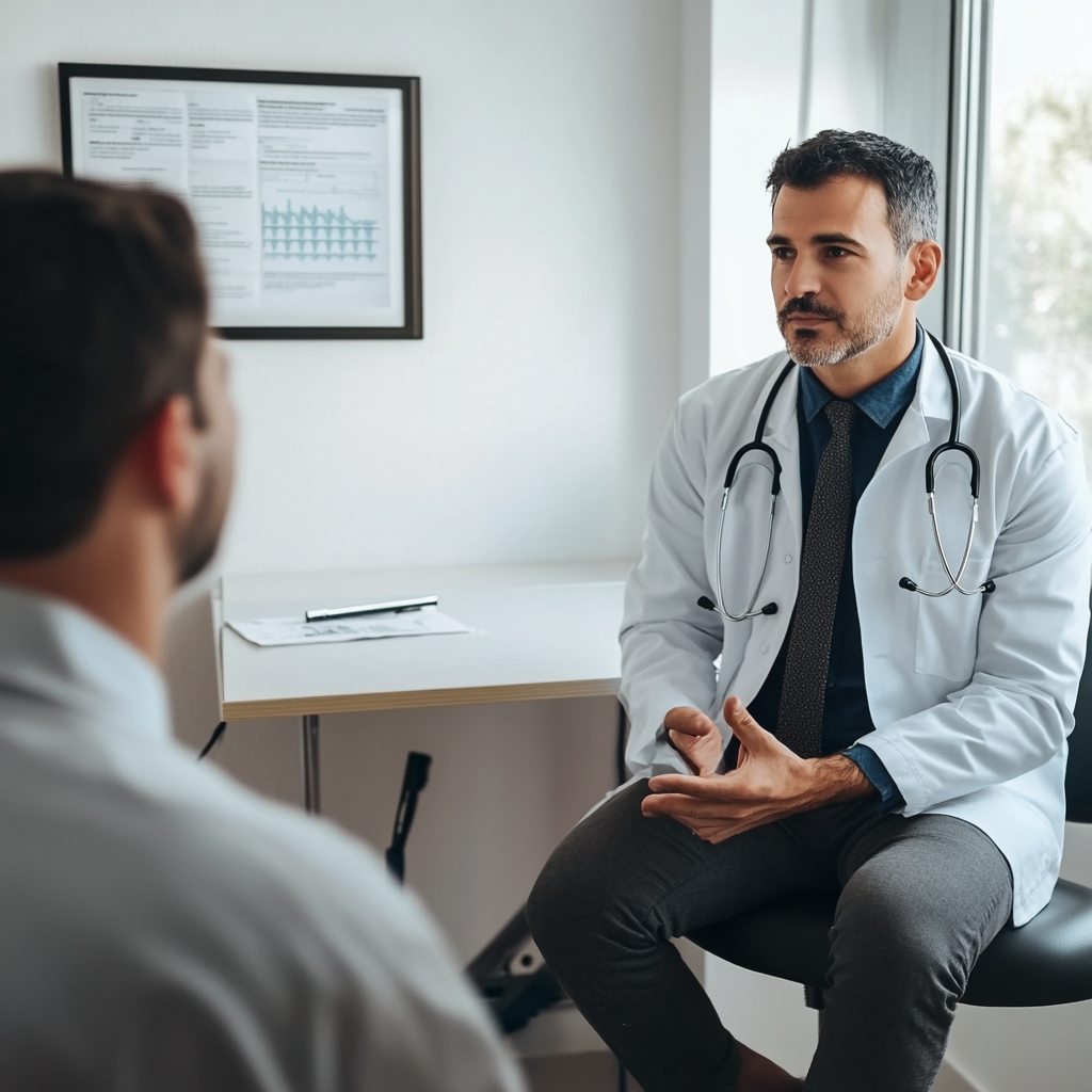 doctor explaining the side effects of testosterone replacement therapy TRT