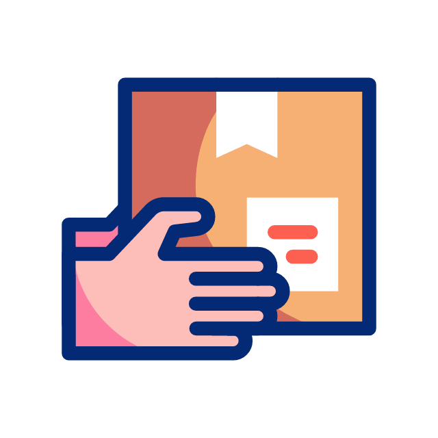 Icon of a hand delivering a package, representing discreet, secure TRT shipping for men buying testosterone therapy online through Forty Health. Showing “buy testosterone online with home delivery,” “discreet TRT shipping service,” and “fast prescription testosterone shipped to your door.”
