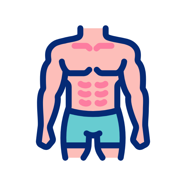 Illustration of a lean muscular male torso representing physical transformation results from testosterone replacement therapy. Targeting searches like “build muscle TRT before and after,” “lose belly fat testosterone men 40+,” and “lean body results testosterone therapy.”