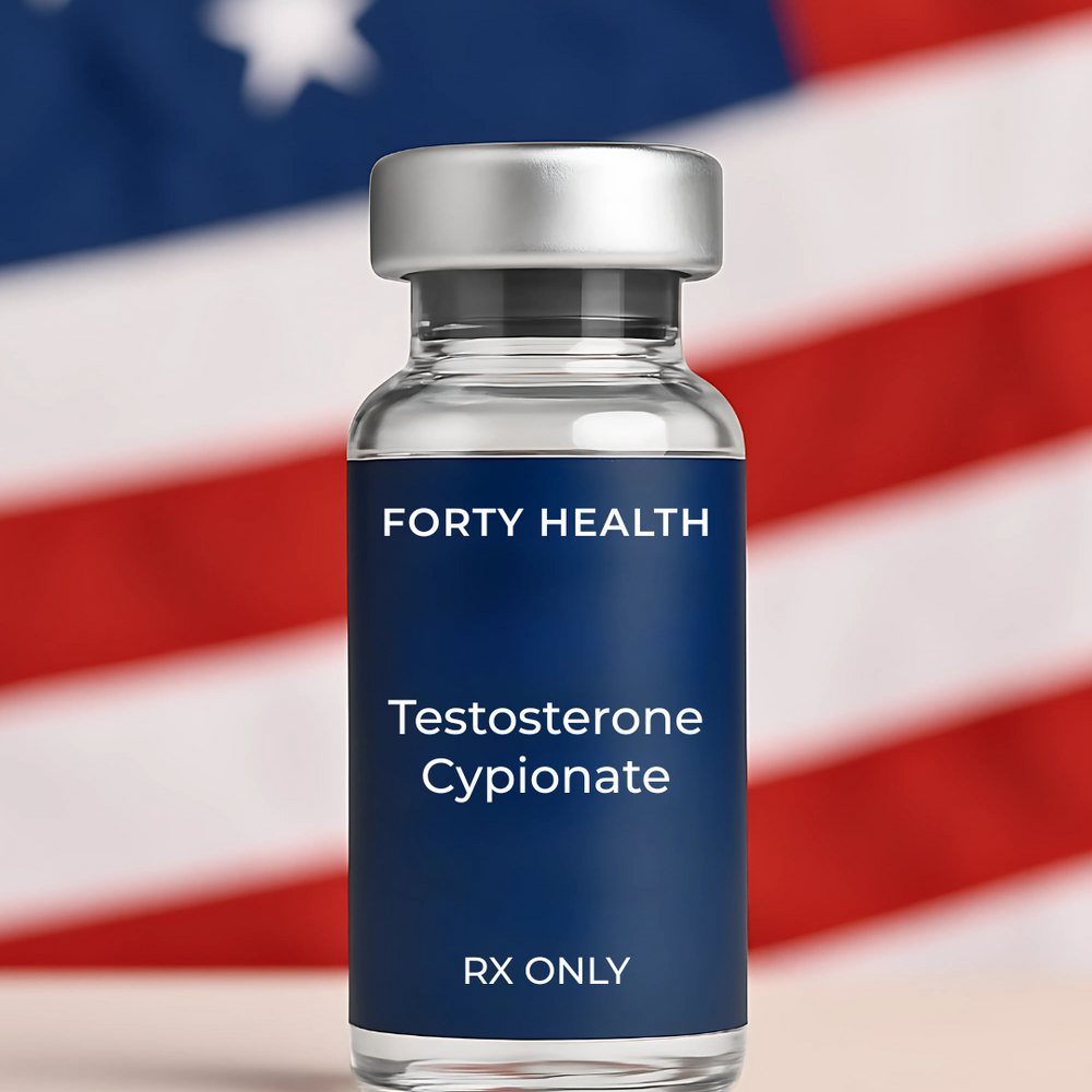 Testosterone Cypionate TRT by Forty Health – prescription hormone therapy for men, premium testosterone replacement treatment, 100mg and 200mg injections with oral options available.