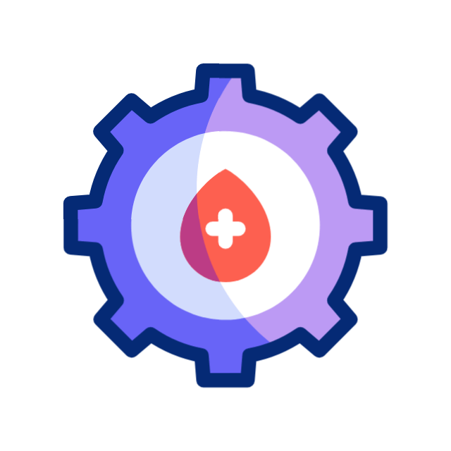Dynamic gear animation with medical blood drop overlay, conveying a clinically guided testosterone level optimization process that turns lab diagnostics into action ideal for men over 40 seeking to improve vitality, stamina, sexual performance, and energy through hormone monitoring.