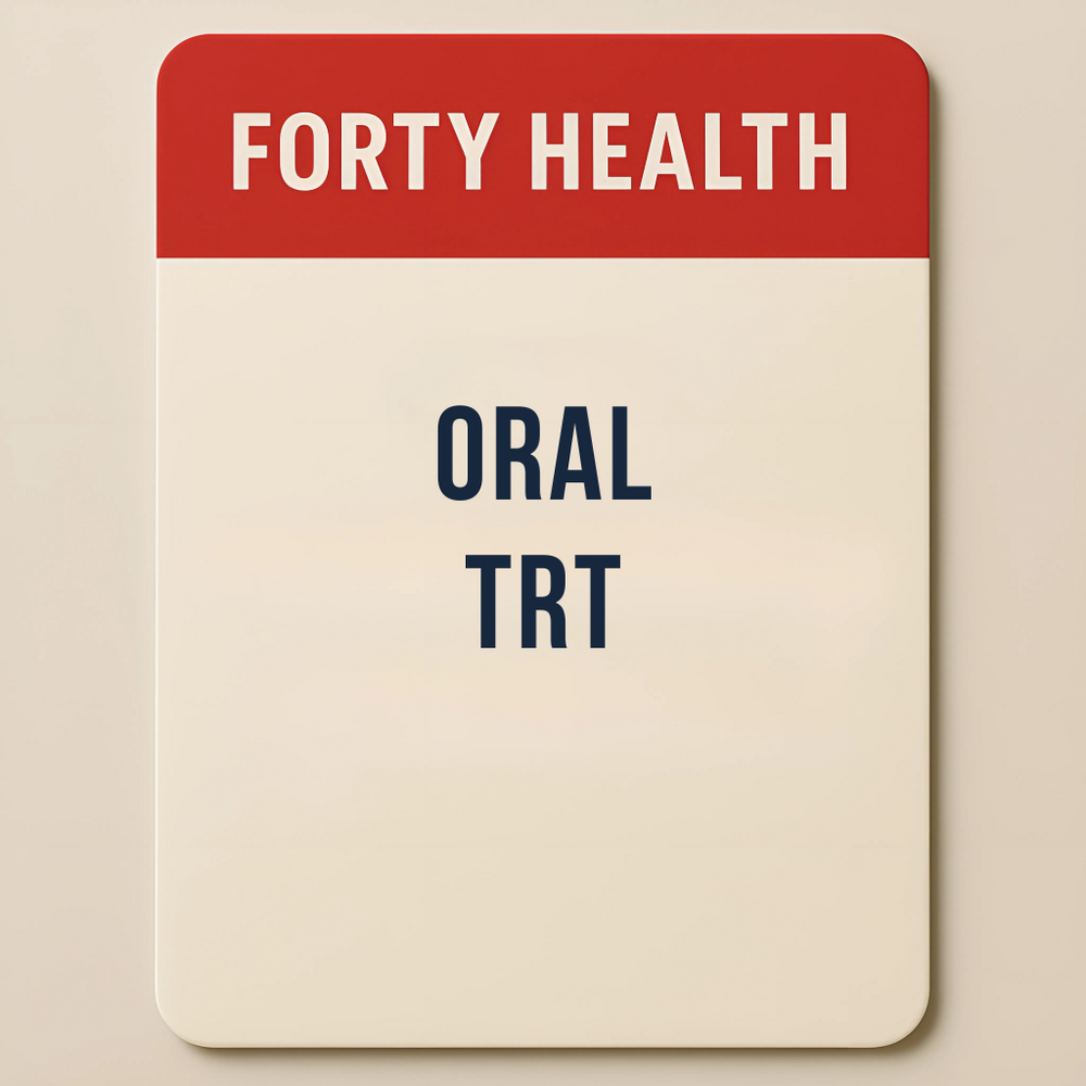 Oral TRT Kyzatrex Jatenzo testosterone product by Forty Health – premium testosterone replacement therapy in capsule form, doctor-prescribed telehealth treatment for low testosterone in men.
