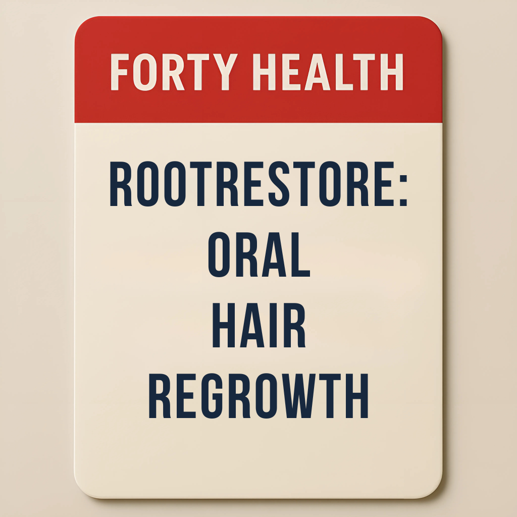 RootRestore by Forty Health – clinically backed oral hair regrowth supplement. Finasteride, minoxidil, and Dutasteride combination options available, designed for men experiencing hair thinning, receding hairlines, or hair loss to regrow hair medically fast.