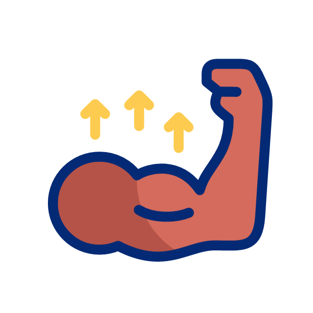 Animated muscular arm showing strength gain and testosterone boost — symbolizing improved energy, performance, and lean muscle mass results from medical-grade TRT therapy prescribed by expert doctors at Forty Health